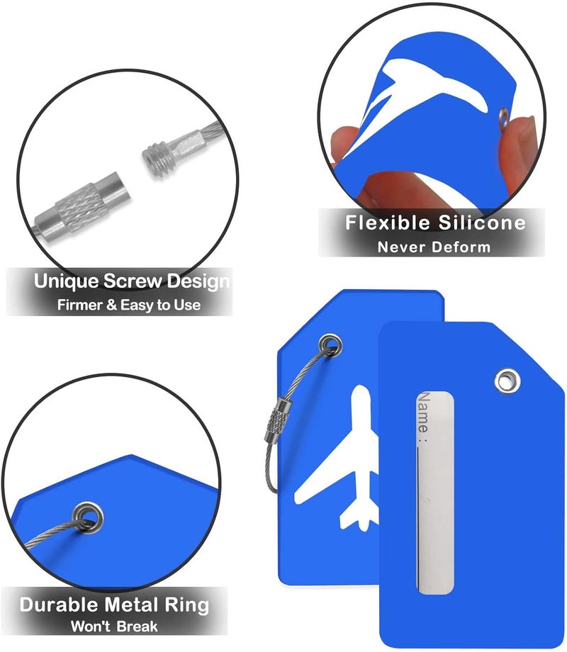 M-sorflly Luggage Tag for Suitcases, Quickly Spot 8 Pack Luggage Identifier Tags, Travel Accessories Name Tags for Backpacks, Suitcases, Travel Bags, Baggage, Cruise - Flexible Silicone (Blue) - Image 3